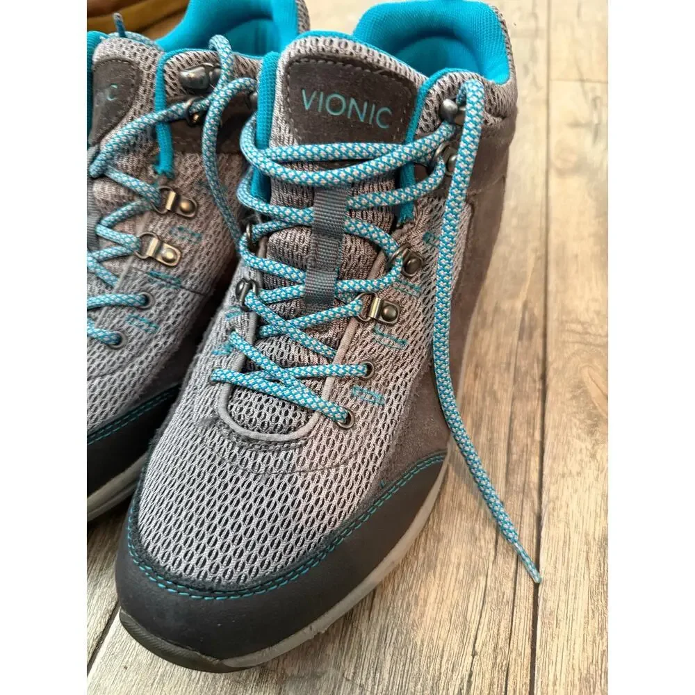 Vionic 3105 Cypress Hiking Sneakers Trail Boots Lace Up Gray Blue Size 9